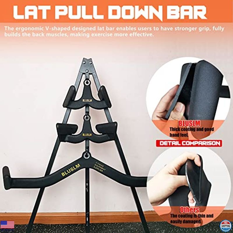 LAT Pull Down Bar for Cable Machine, T Bar V Bar Attachment for Strength