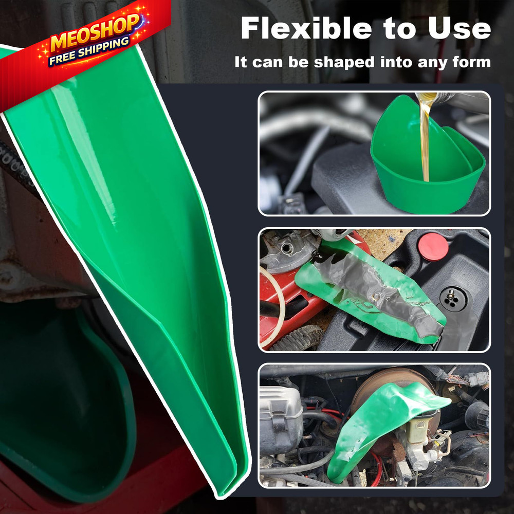 Flexible Funnel, Multi-Purpose Form a Funnel Draining Tool, Green