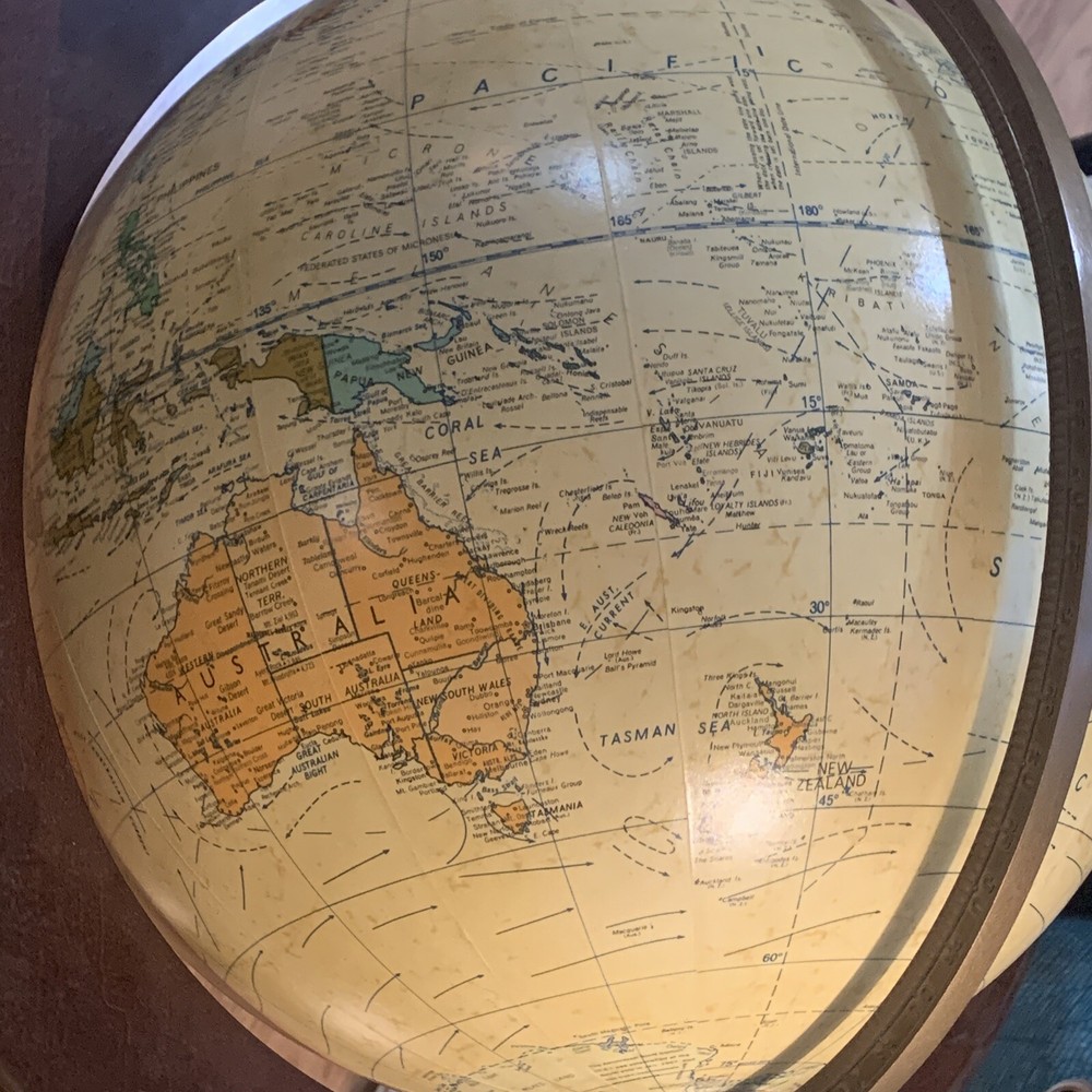 Replogle Heirloom Illuminated Floor Globe 16" Solid Wood Base Vintage 70's