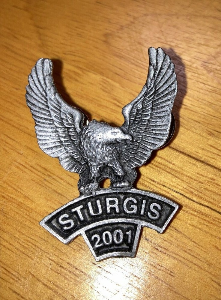Motorcycle pinback Pin Sturgis 2001 for vest or hat - eagle