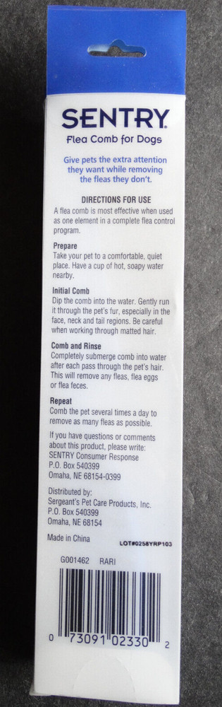 Sentry Flea Comb for Dog Blue
