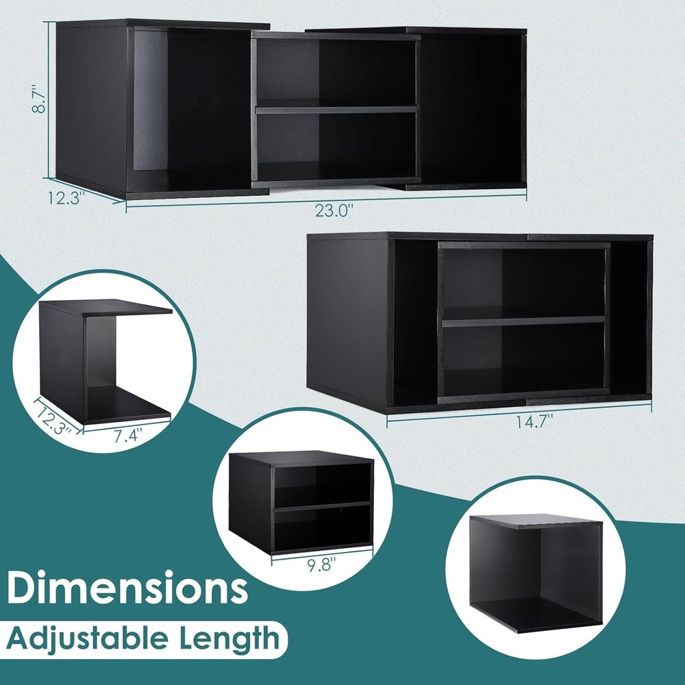 Large Printer Stand Adjustable Printer Table W/ Storage 2-Tier Printer Riser