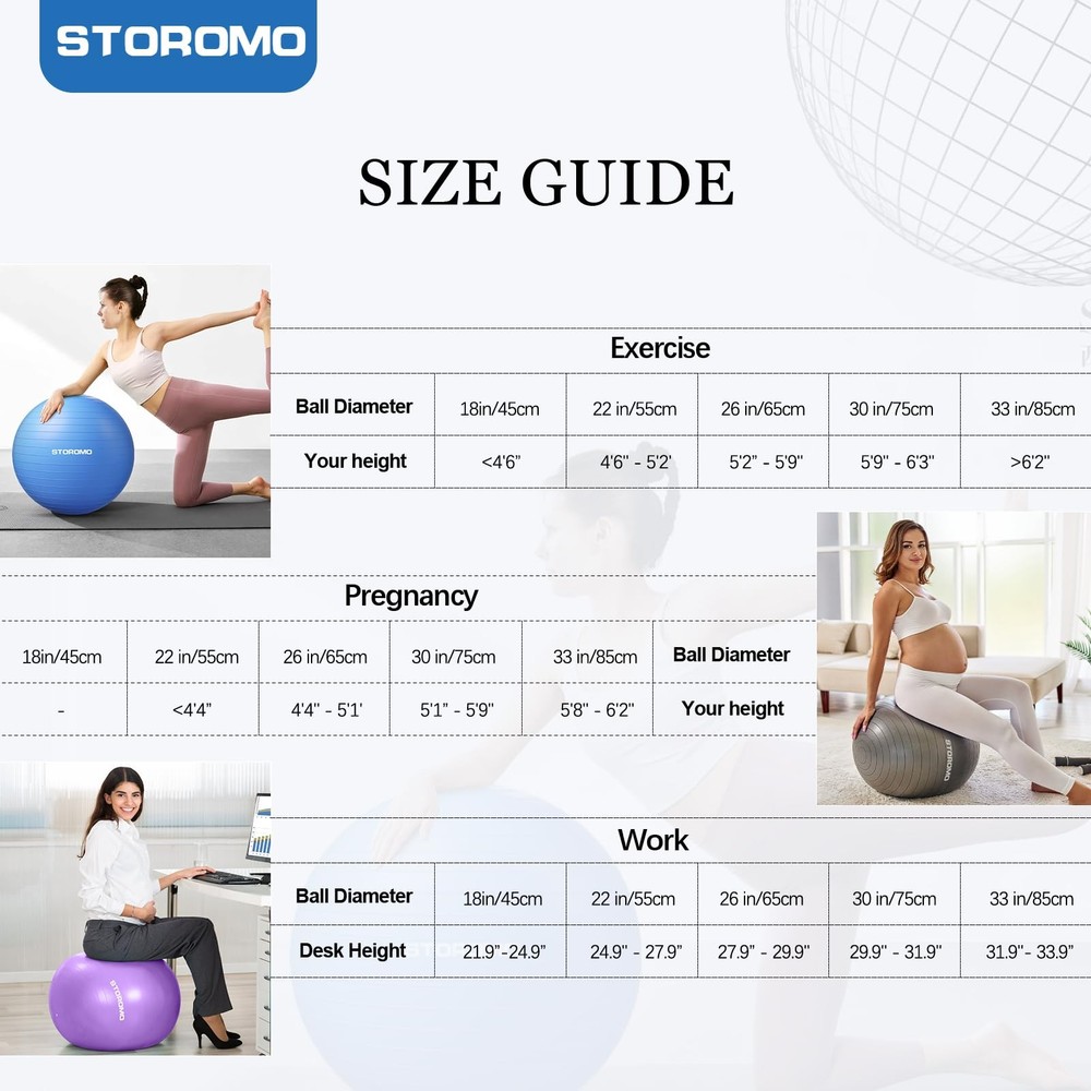 Exercise Ball,Yoga Ball(with Exercise Tutorial)，Extra Thick Non-Slip,Holds 25...