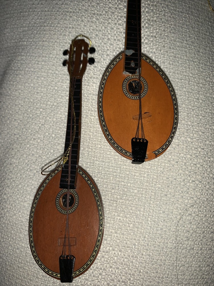 MANDOLIN BANJO Metal Handle Thread Strings Made Philippines Ornaments SET 2 ❤️tb