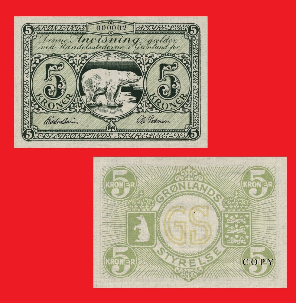 Greenland 5 Kroner 1945 -- Copy
