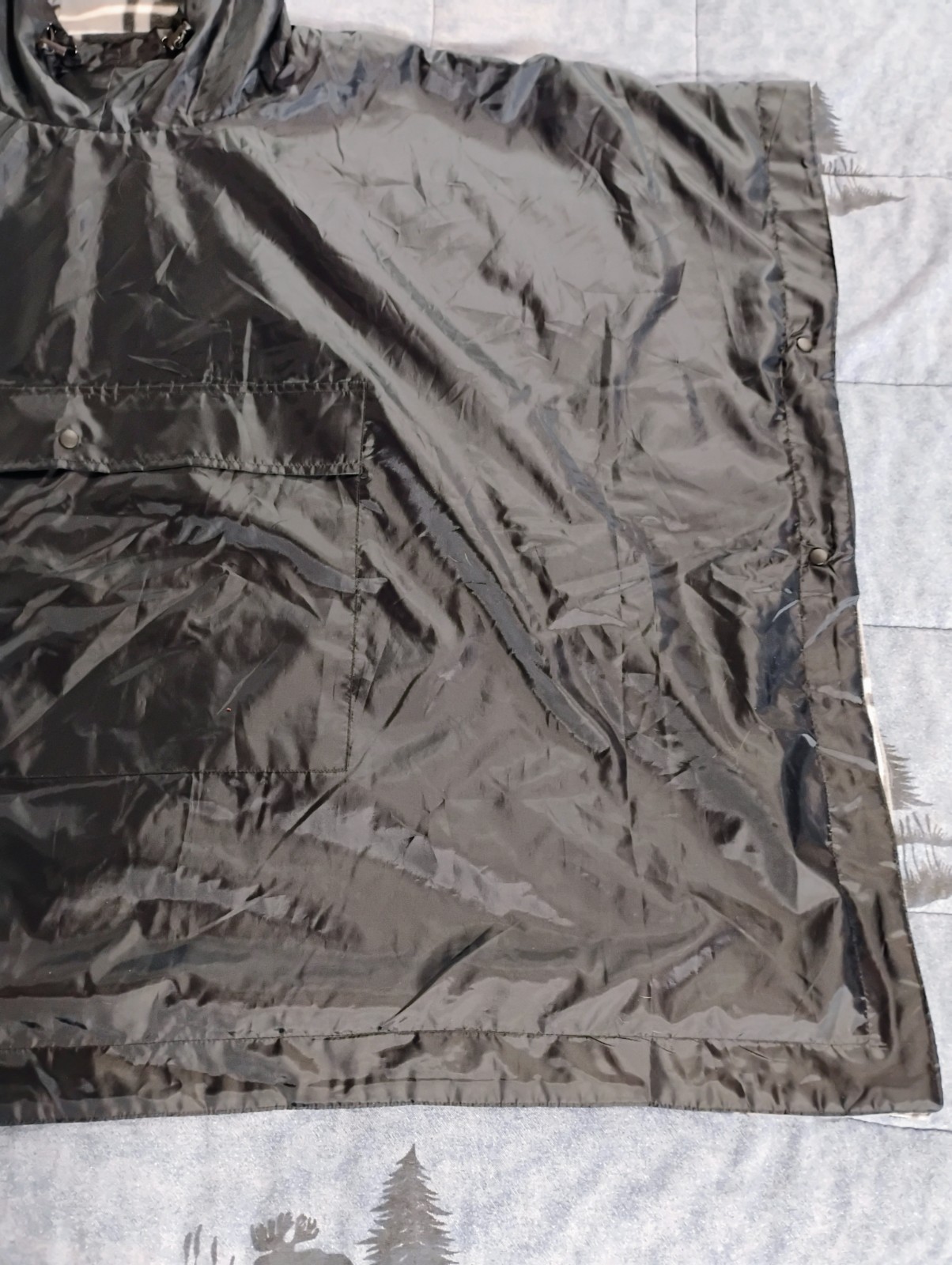 Rain Poncho Serra Hoodie Fleece Lined Black Poncho Unisex One Size Fits All