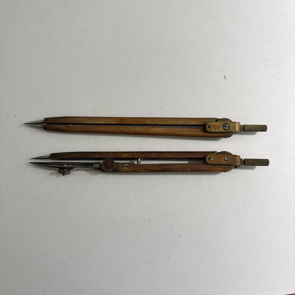 Vintage Drafting Instruments Set in Case Drawing Compass Divider Tools