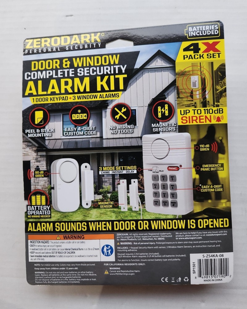 ZeroDark Personal Security Door & Window Complete Security Alarm Kit - 4X Pack