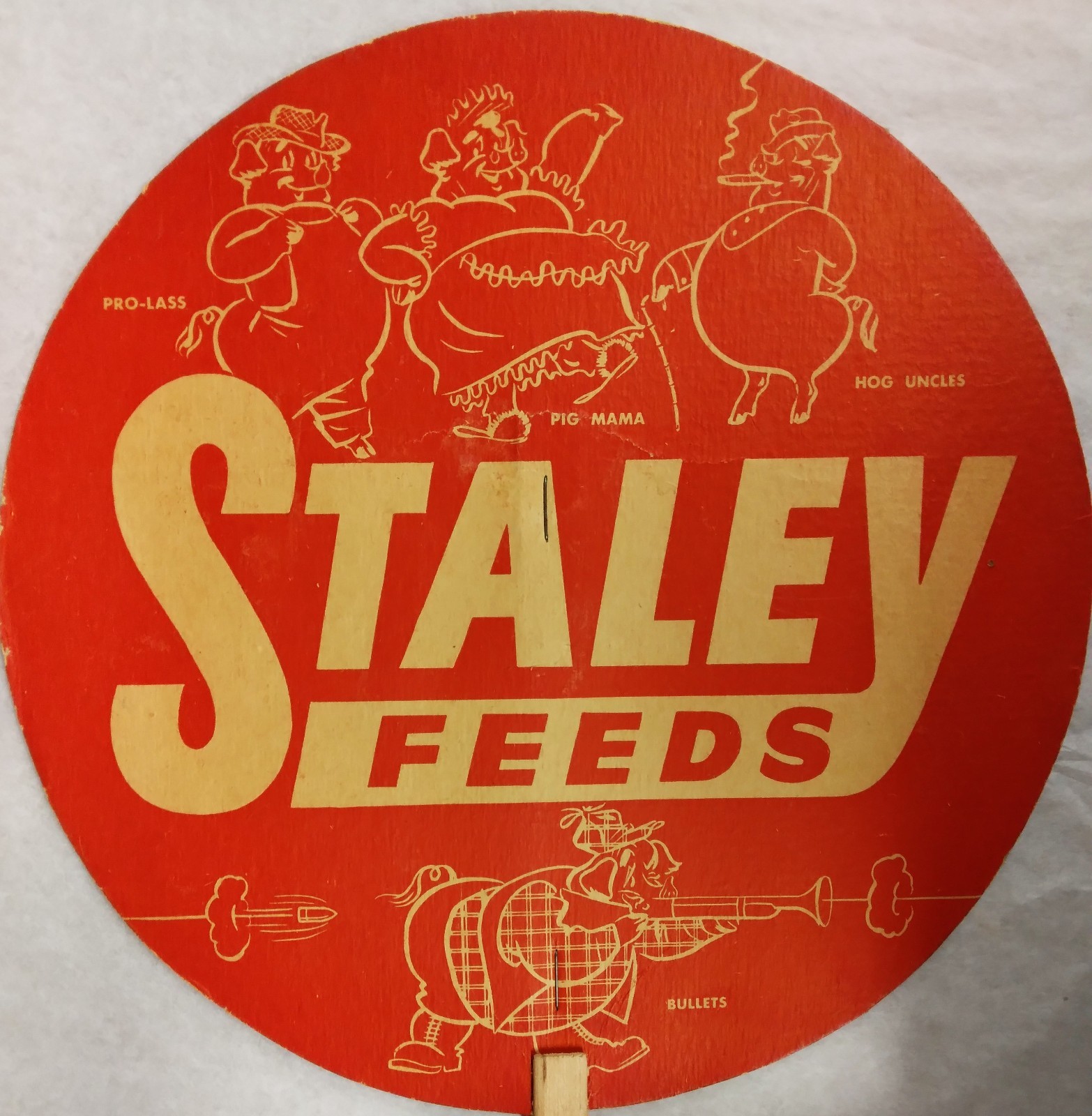 c1950 Staley Feeds Advertising Fan Used Vintage Ad Fan