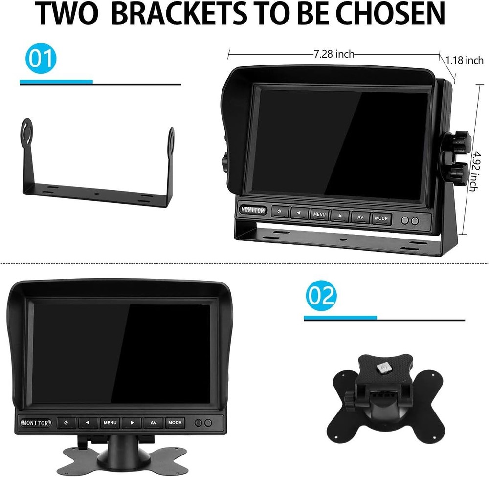 Backup Camera System 7 Inch LCD with 170 Degree Wide Angle