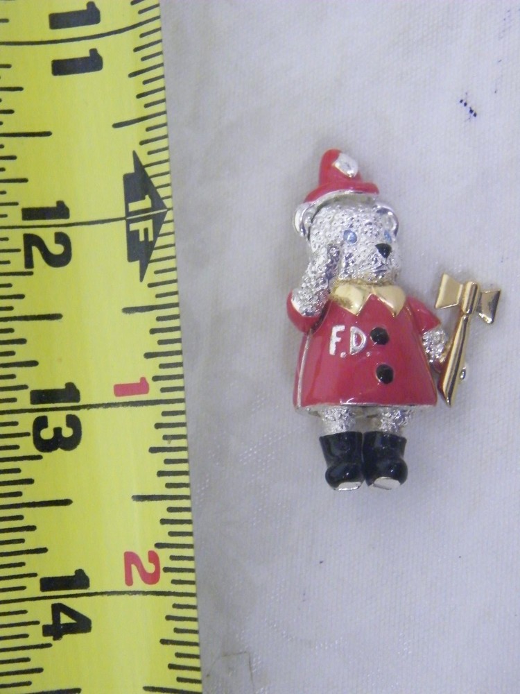 Vintage Naper Firefighter Bear Broach