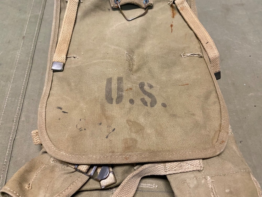 ORIGINAL WWII US ARMY M1928 COMBAT FIELD HAVERSACK BACKPACK-OD#3