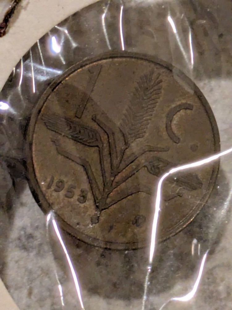 1953 Mo Mexico 1 Centavo Coin - Bronze - Wheatear - Eagle with Serpent