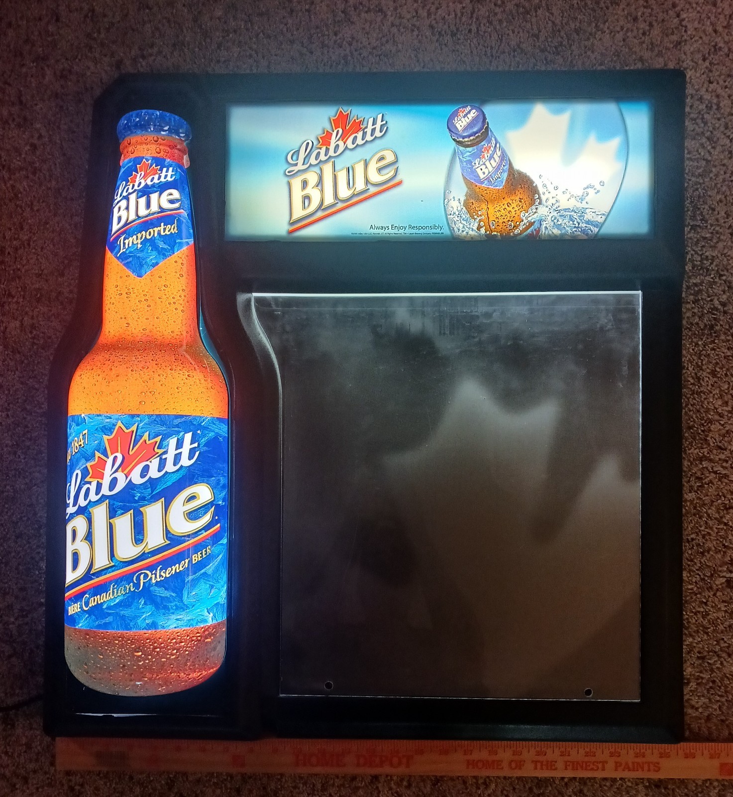 Vintage 27×26 Lighted Labatt Blue Beer Bar Pub Sign Man Cave
