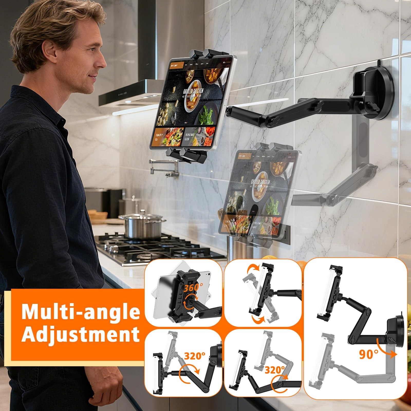 Tablet Mount for Truck, Car Tablet Holder iPad Mount, Heavy Duty Super Suctio...