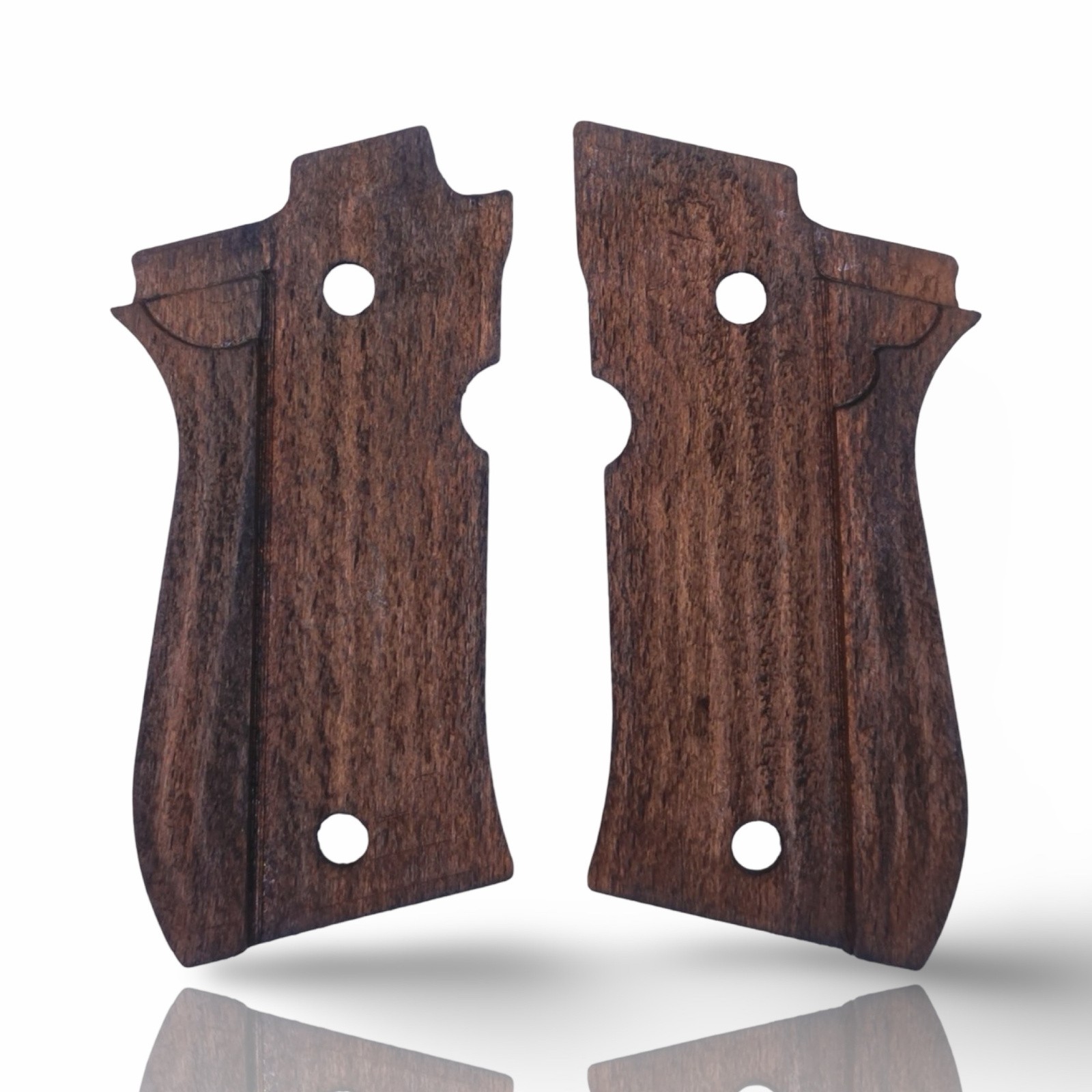 ZIB Grips Beretta 81/84 BB & Fatih 13 Brown Beech Wood Checkered Gold Medallion