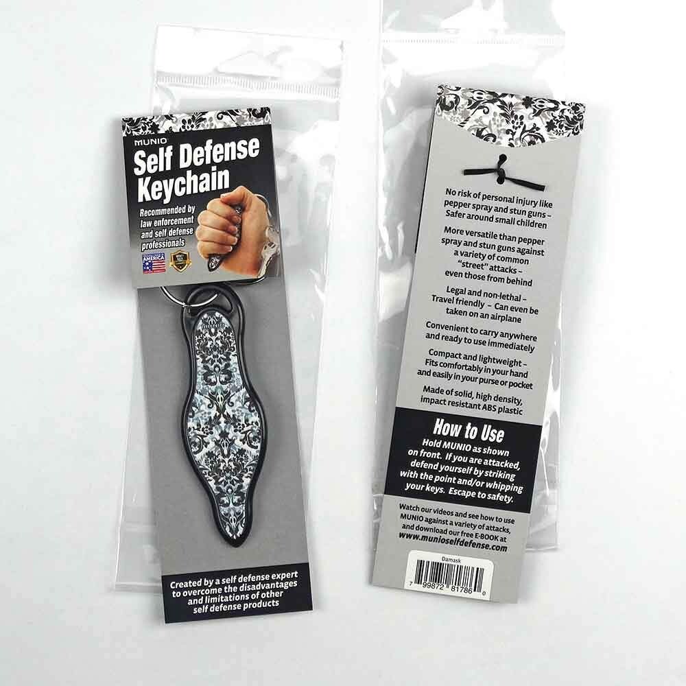 Munio Self Defense Key Chain, Damask