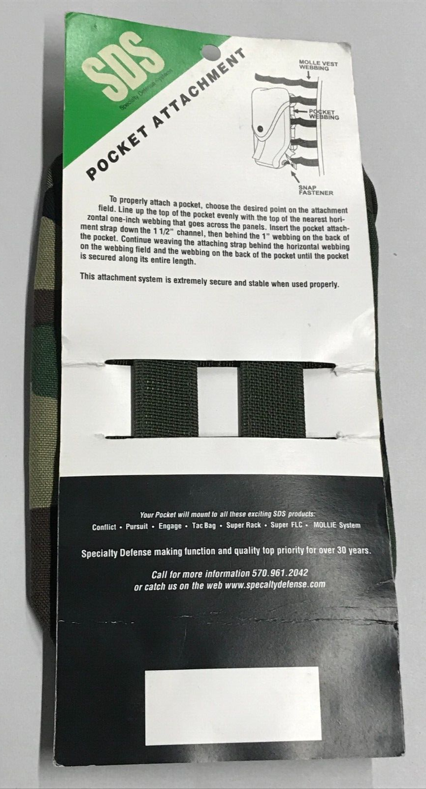 Specialty Defense Systems MOLLE Woodland AN/PRC-126 Radio Pocket Made in Vietnam