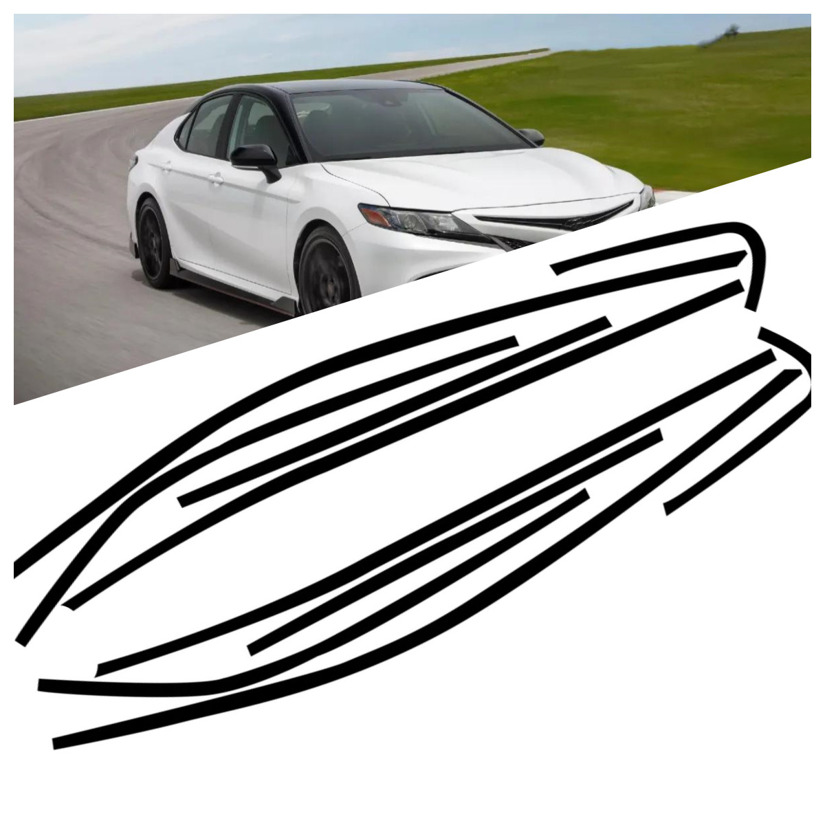 Glossy Black Chrome Delete Blackout Car Trim Window For Toyota 2018-2024 Camry