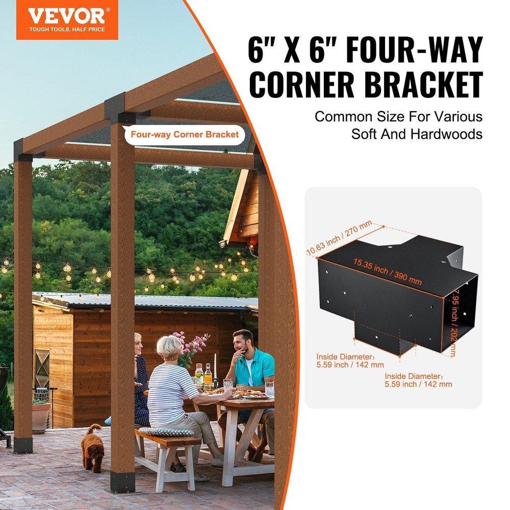 2pcs Pergola Bracket Kit Corner Bracket Woodworks DIY Post Base Kit