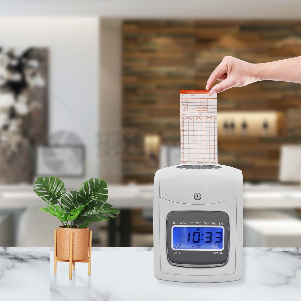 Time Clock Punch Card Employee Attendance Machine LCD Display Check- in Machine