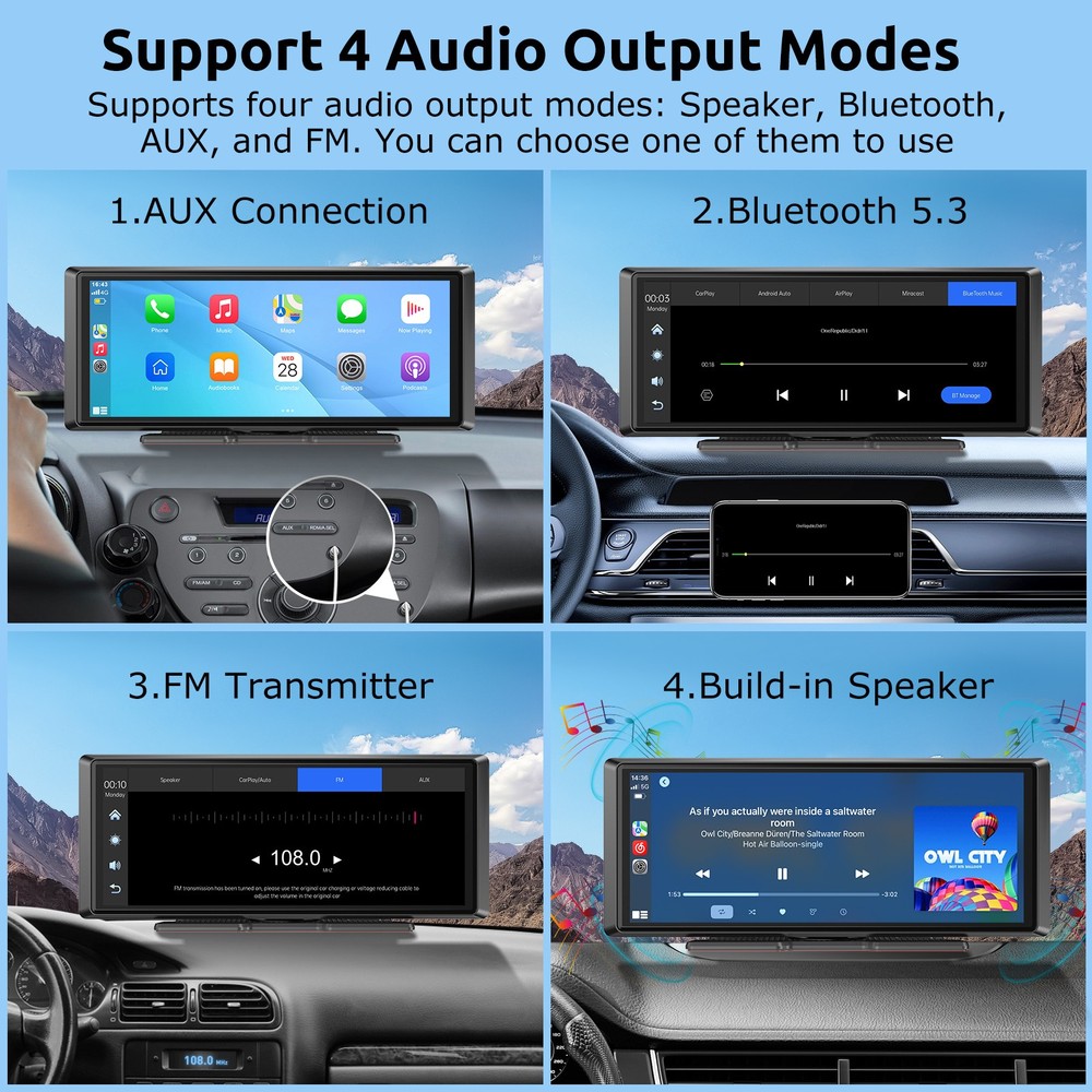 2025 Wireless Carplay Android Auto Screen for Car 8.1" IPS Portable Touch Screen