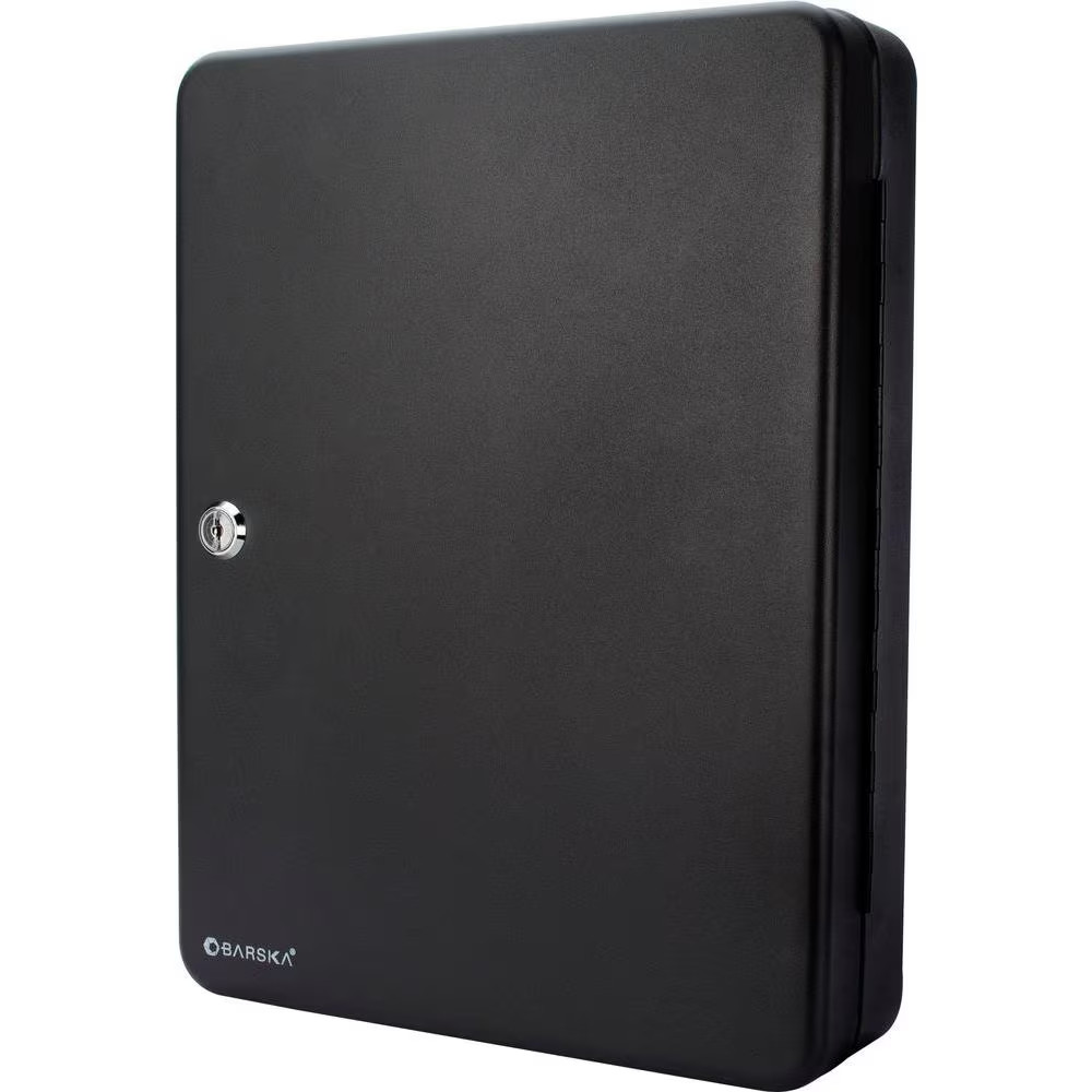 48-Position Steel Key Lock Box Safe with Key Lock, Black