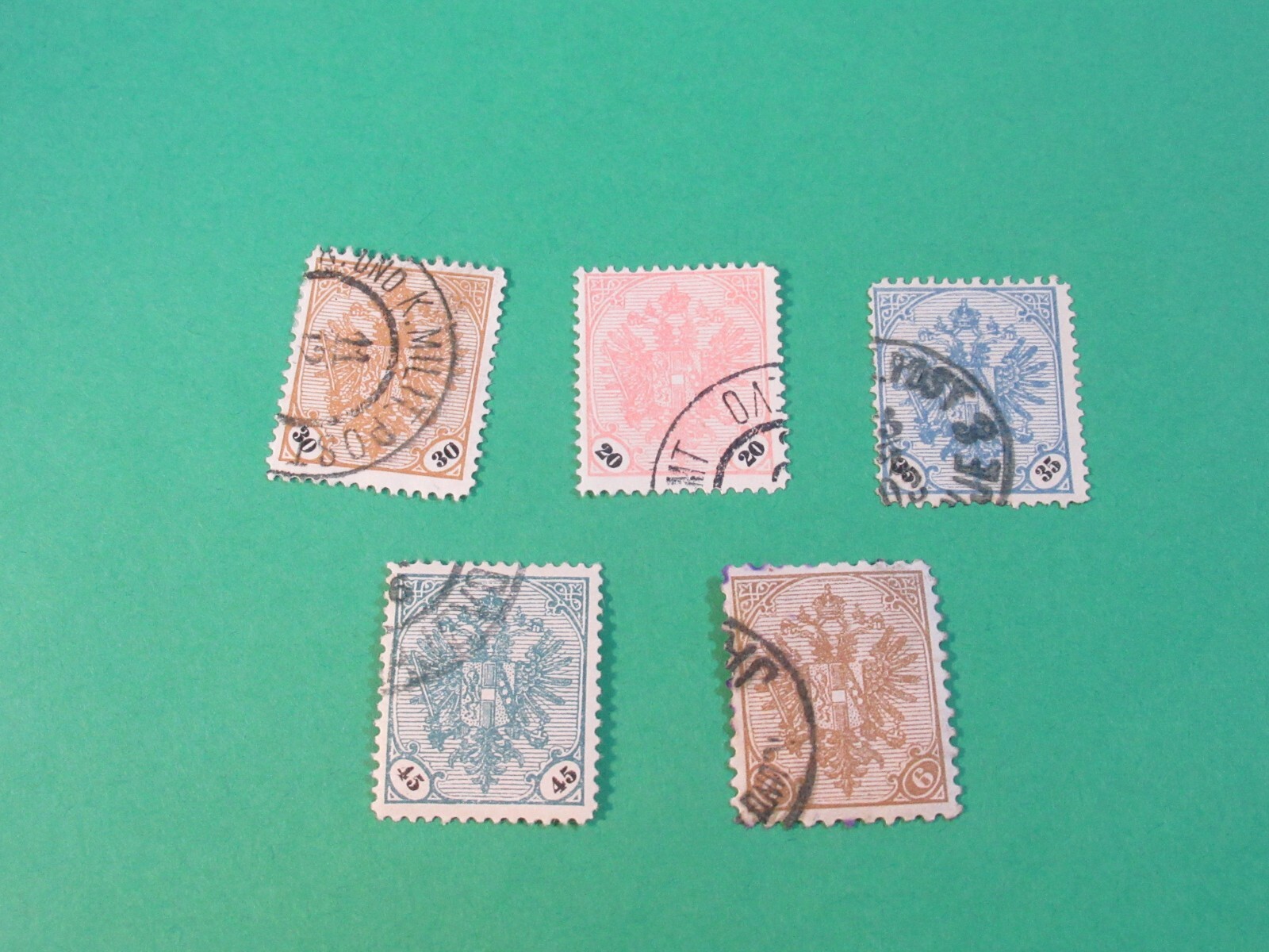 BOSNIEN HERZEGOWINA BOSNIA 5 STAMP LOT USED ISSUED 1879 - 1906  BLACK NUMERIALS