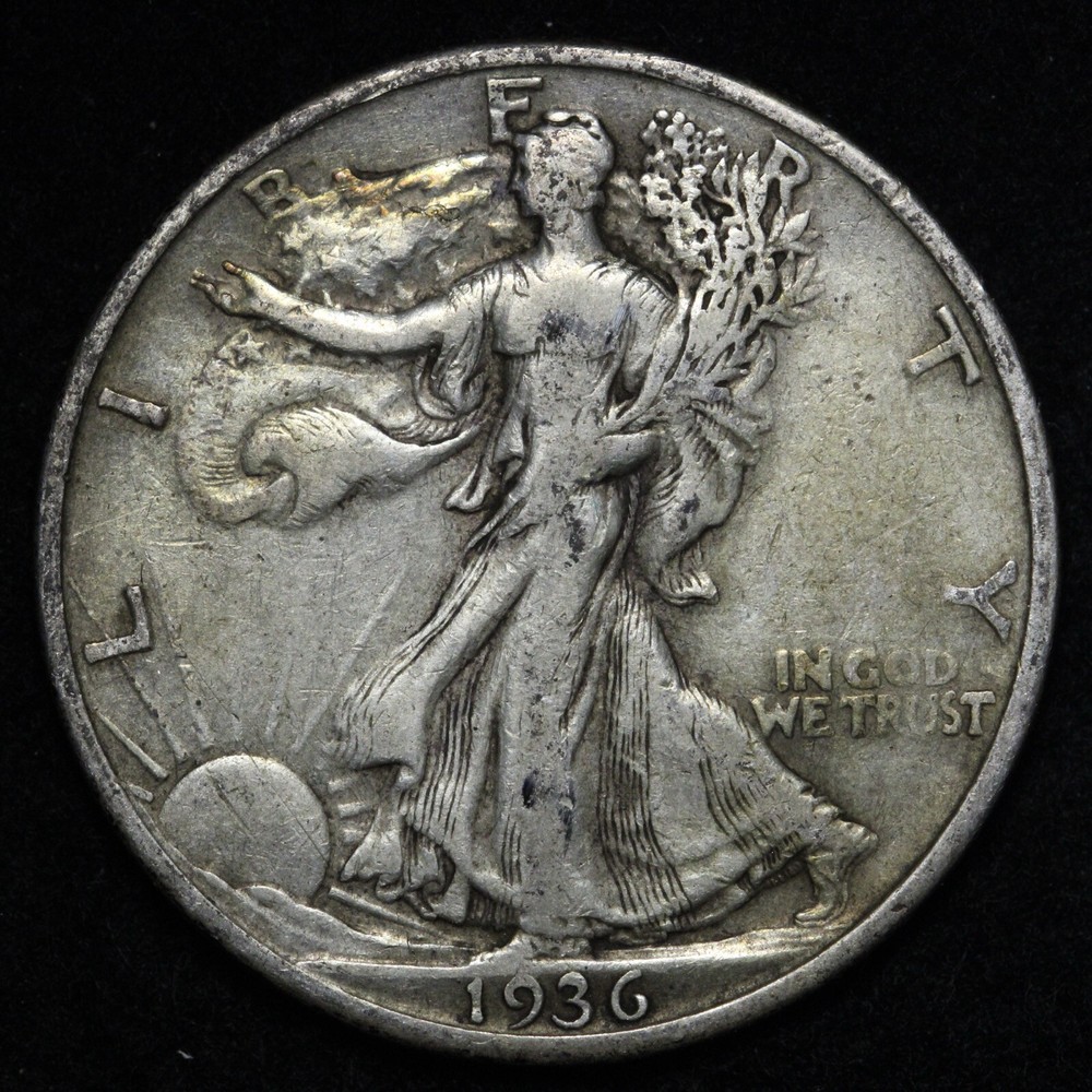 1936-S Walking Liberty Silver Half Dollar XF E202 TCW