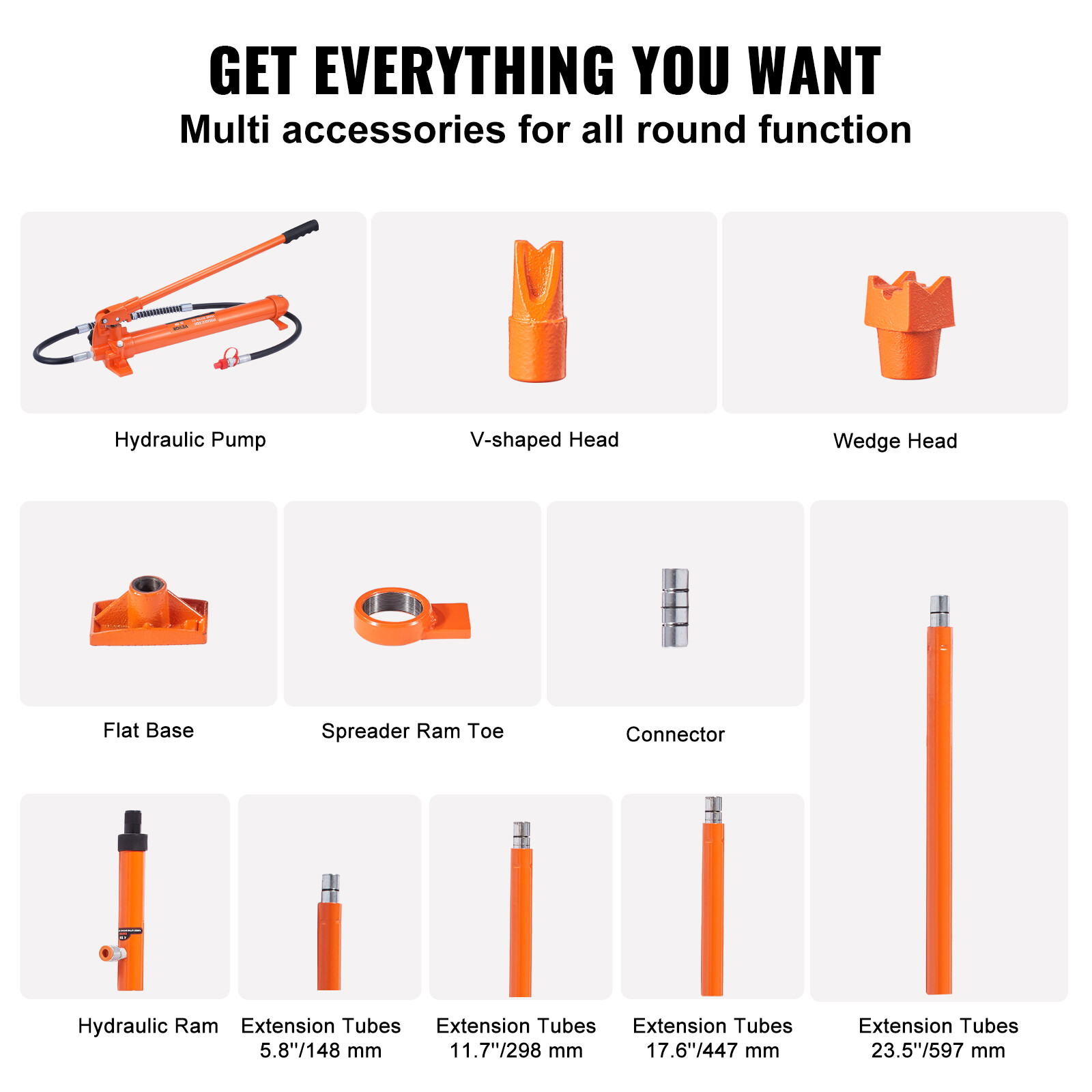 VEVOR 20 Ton Hydraulic Porta Power Jack Air Pump Lift Ram Body Frame Repair Kits