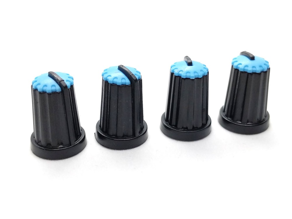 4 Black & Blue D-Shaft Pot Knobs for 6mm 270° DJ-TECH BEHRINGER SOUNDCRAFT