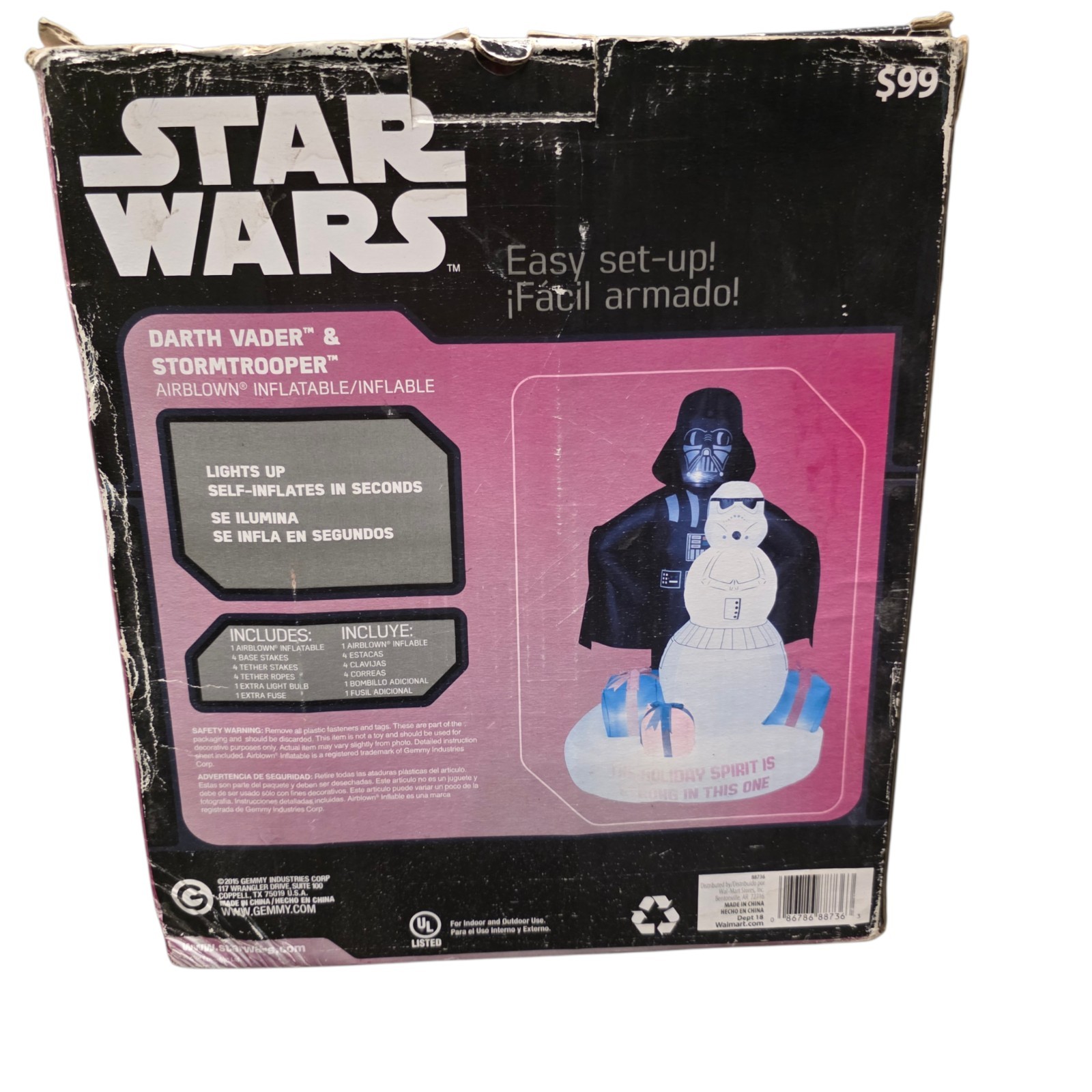 Star Wars Darth Vader & Stormtrooper Inflatable 6ft Gemmy 2015 Lights NIB