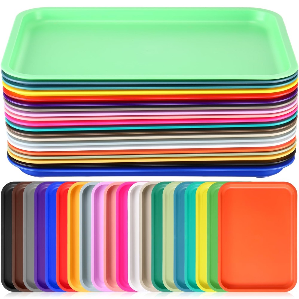 20 Pcs Plastic Art Trays Colorful Fast Food Lunch Trays Bulk Activity Crafts ...