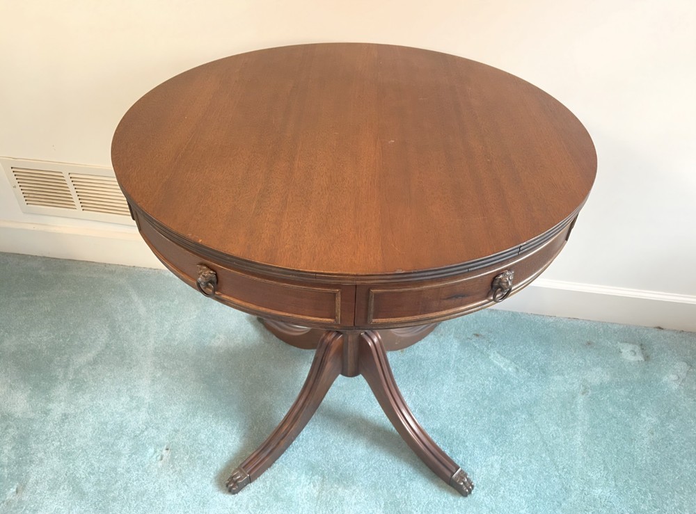Regency Style Mahogany Drum Pedestal Table