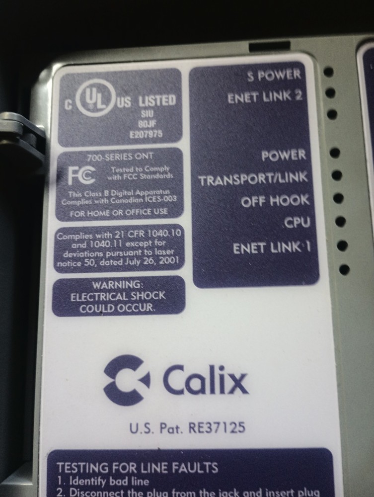 Calix Network Router 714x ONT, BVL3ANEFAA