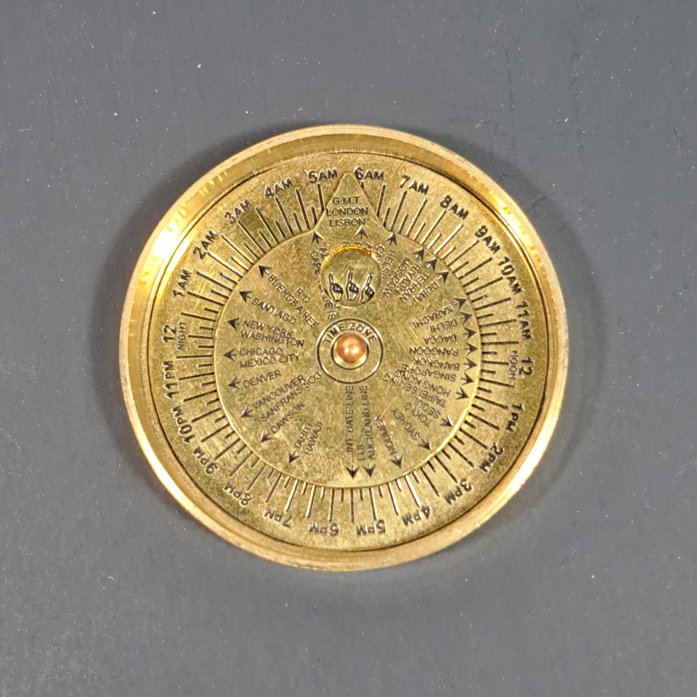 Vintage Solid Brass Compass with Folding Sundial - Maritime Navigation