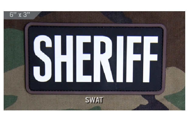 Morale Patch - Milspec Monkey - SHERIFF - 6 " x 3 " - Large Size - SWAT - PVC