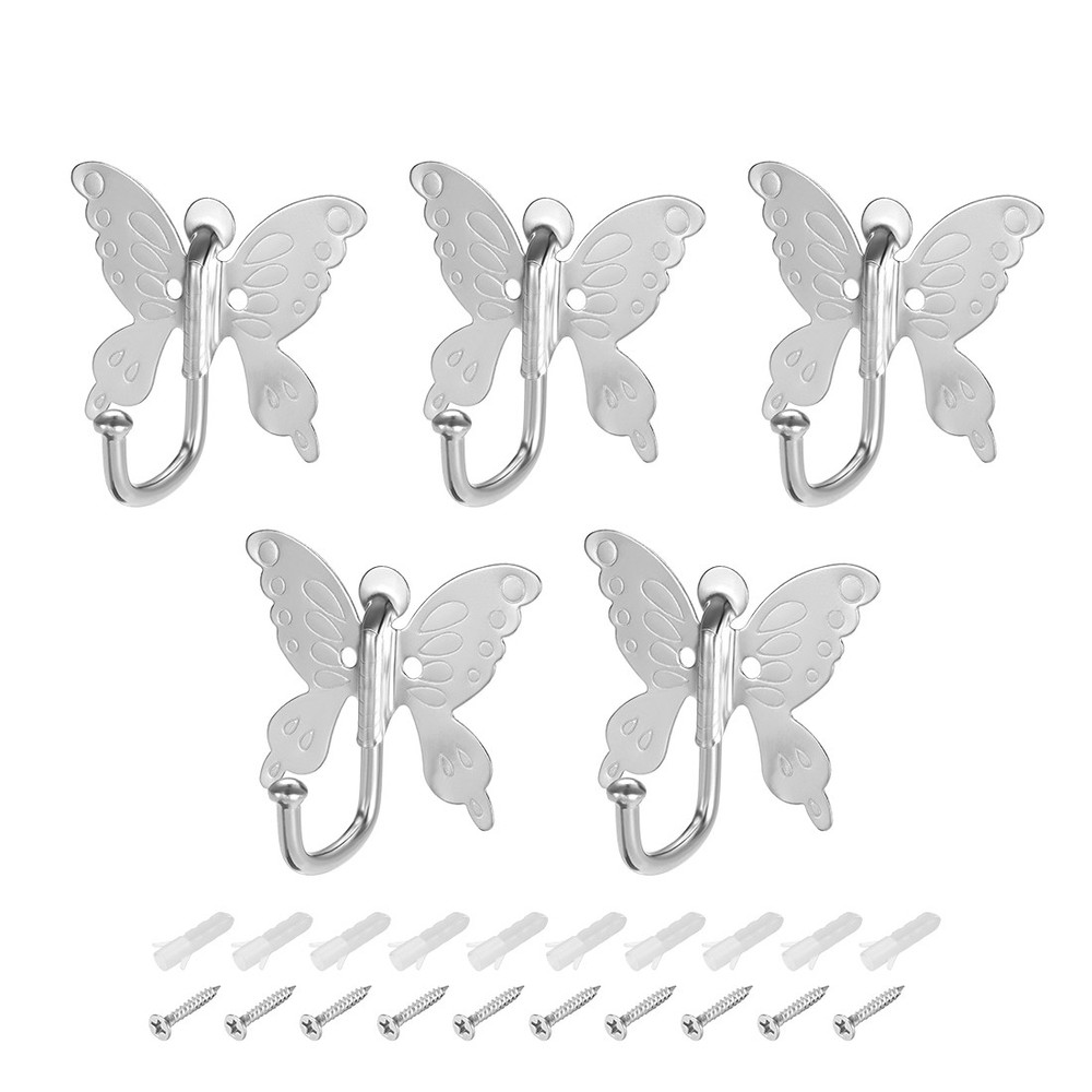 5pcs Wall Mounted Hook Bathrobe Single Hooks Clothes Hanger Zinc Alloy
