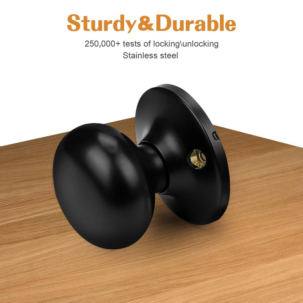 Probrico Dummy Door Knob Matte Black, One Side Black Knobs 1 Pack,