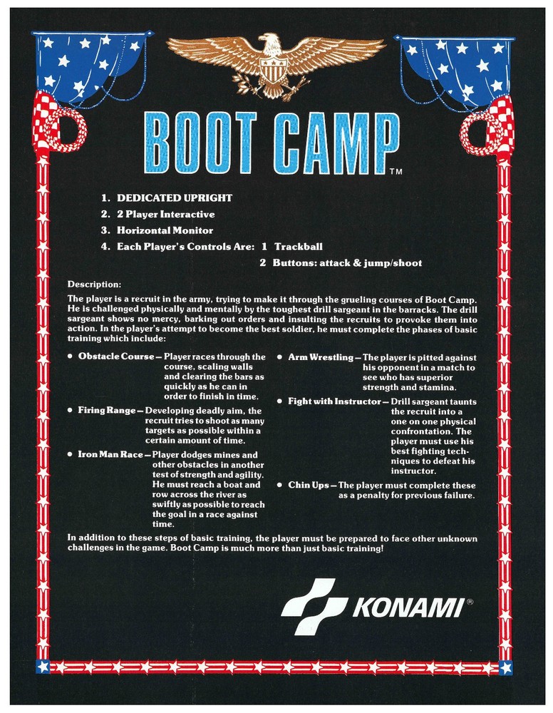Boot Camp Konami Video Arcade Flyer / Brochure / Ad - Excellent