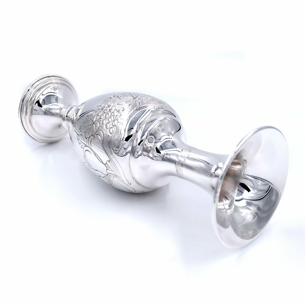 Solid Silver Fruit Chiseled Vase Made in Italy