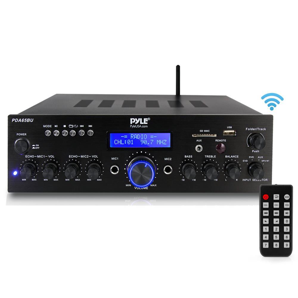 Pyle Home Stereo Amplifier Receiver, Wireless Microphone System + Speaker Wire