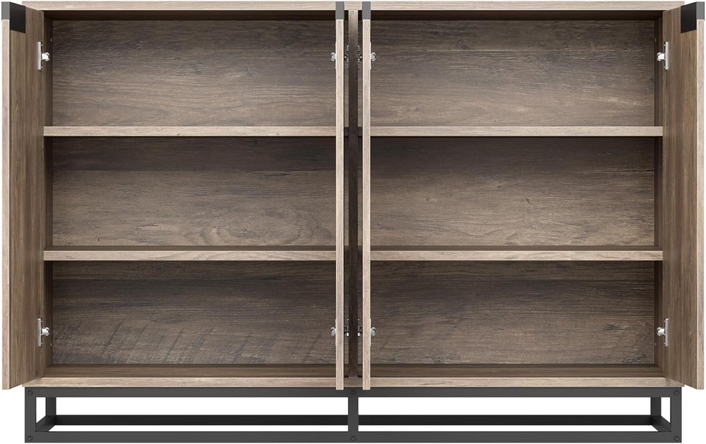 Multi-Space Sideboard W/ Doors & Adjustable Shelves, Elegant Storage for Kitchen