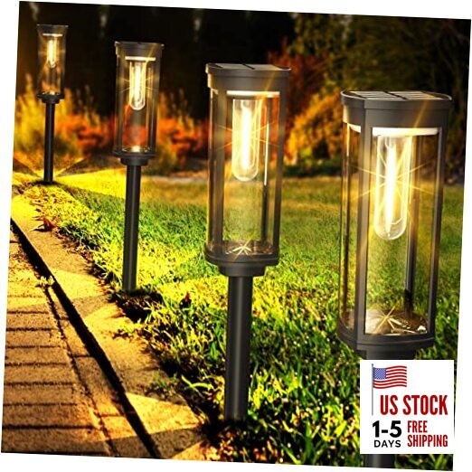 Solar Pathway Lights Outdoor 6 Pack, Bright Solar Path Lights 6Pack Warm White