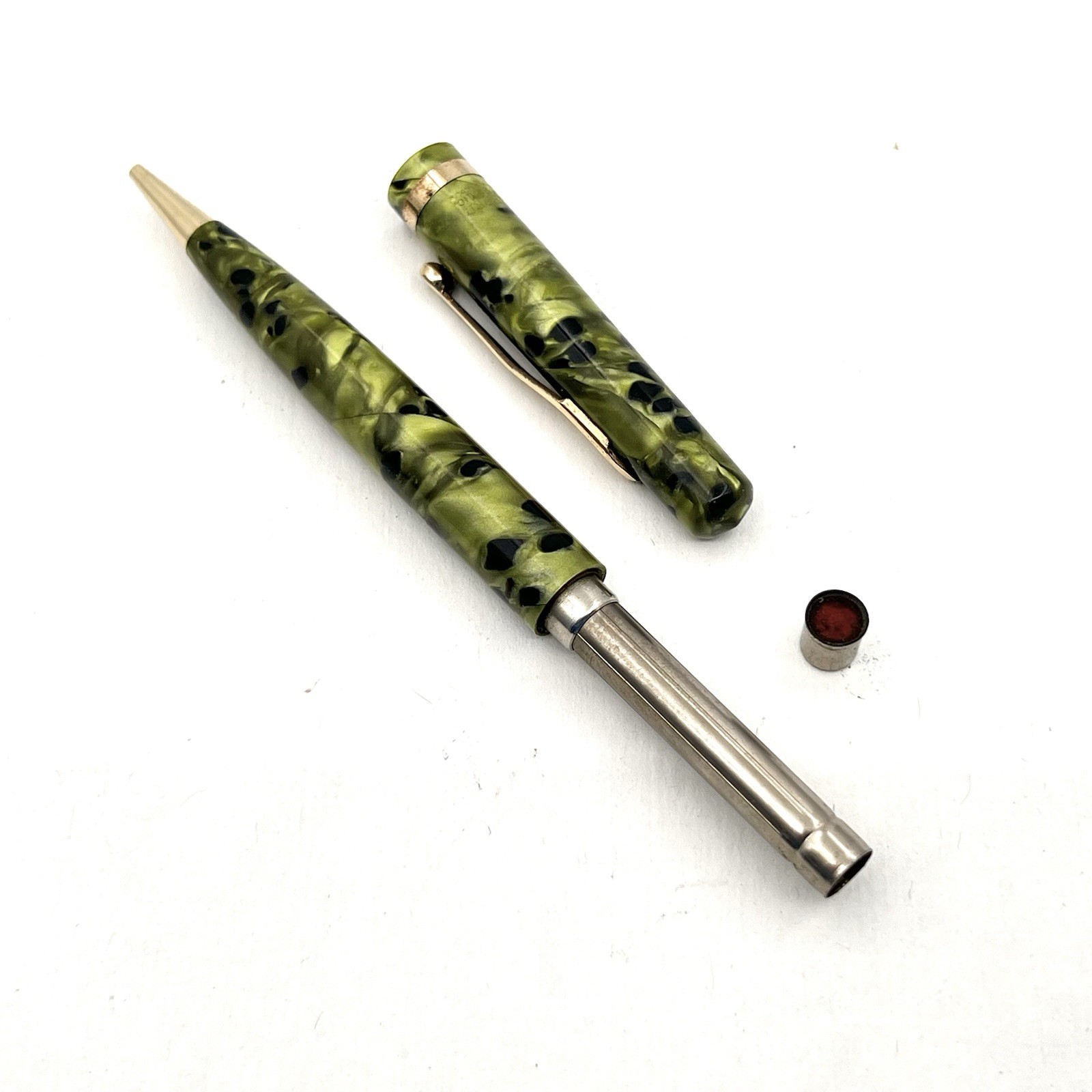 VTG Wasp Pen Co. Clipper Green Fog Gold Trim 4-7/8" Twist Pencil