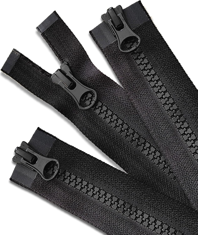 3 Pack 20 Inch Jacket Zippers #5 Black Plastic Separating Zipper Replacement