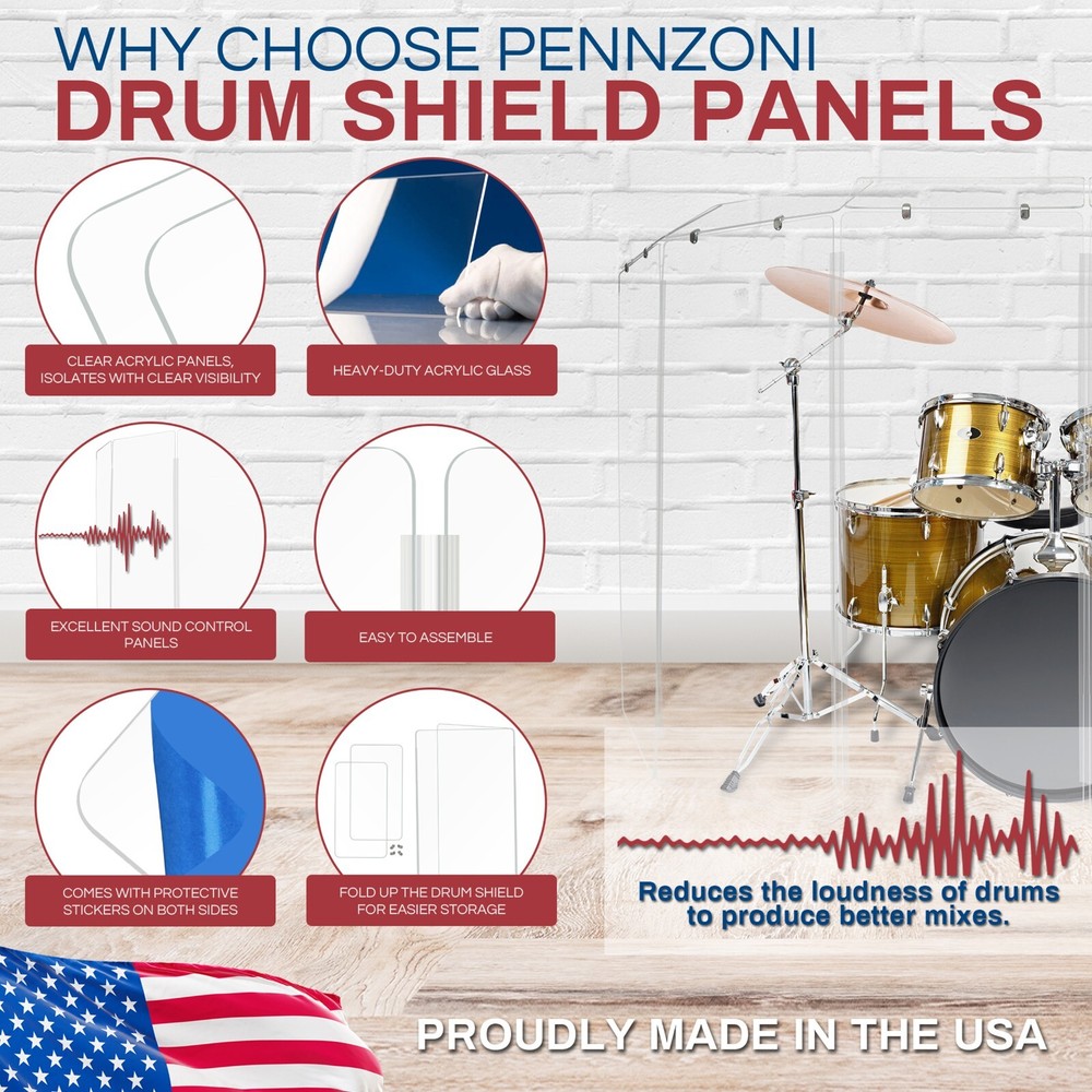 Drum Shields / Drum Shield / Drum Screen 5 ft. x 12ft with Full Length Hinges