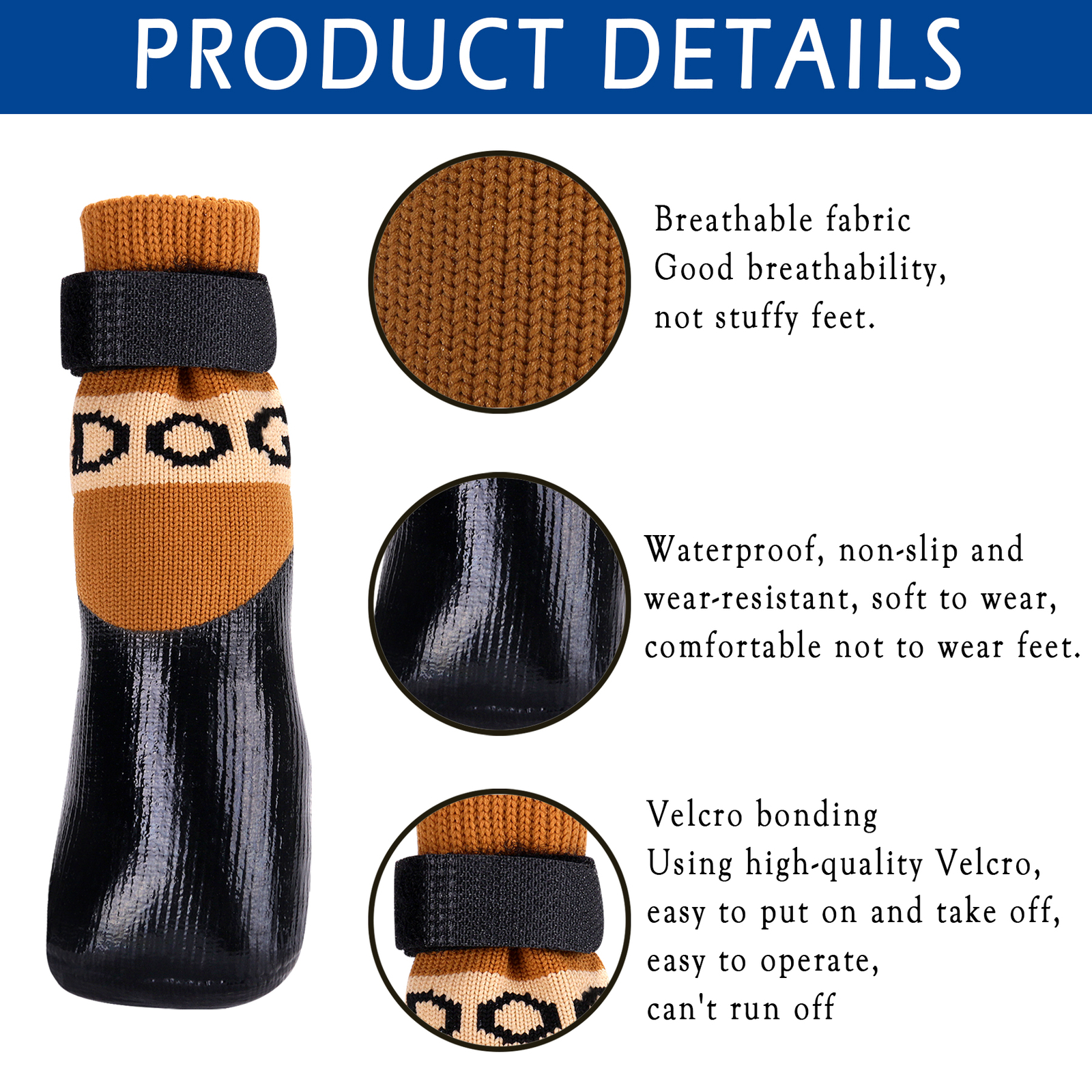 4pcs Dog Socks Anti Slip Waterproof Dog Shoes Boots Outdoor Indoor Paw Protector