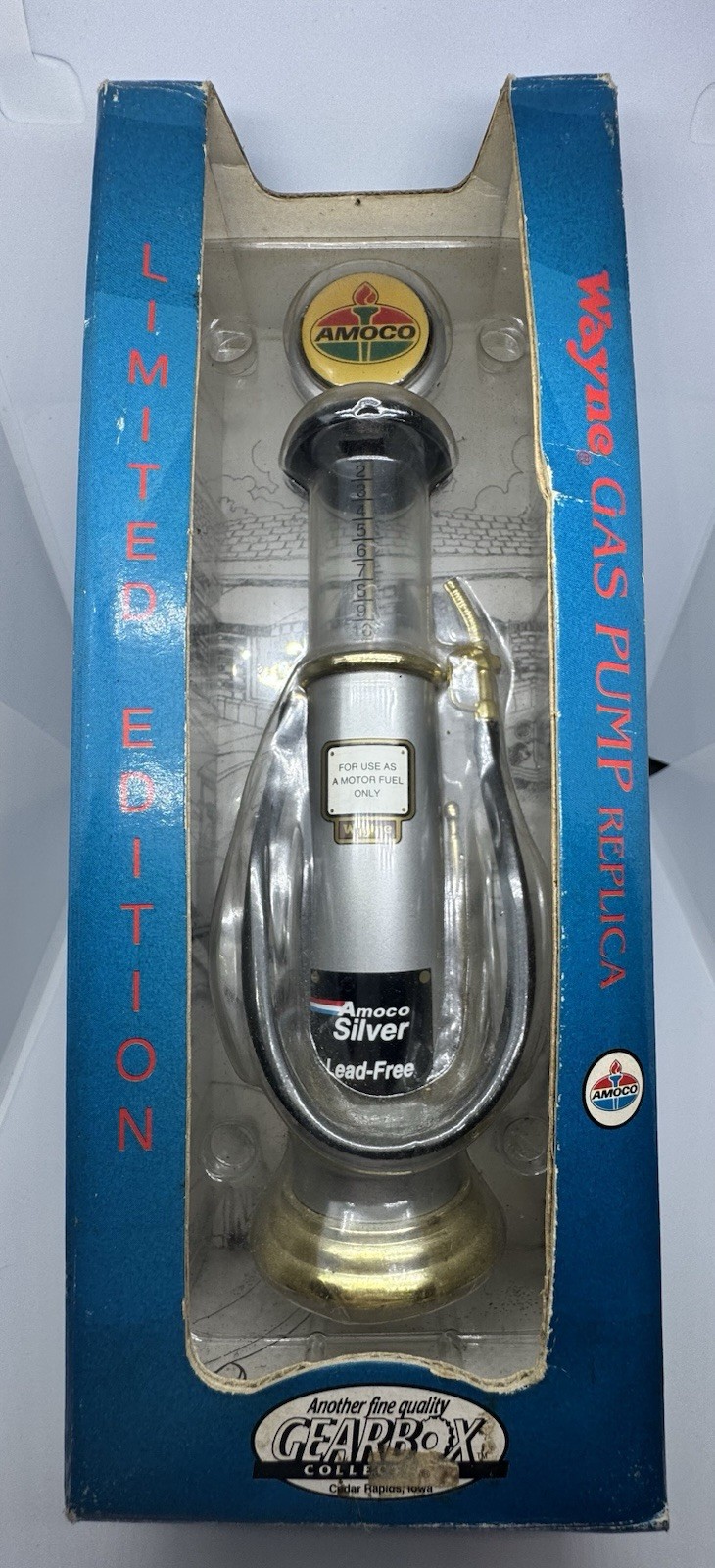 Limited Edition Replica Gas Pump Amoco Silver Wayne Gearbox