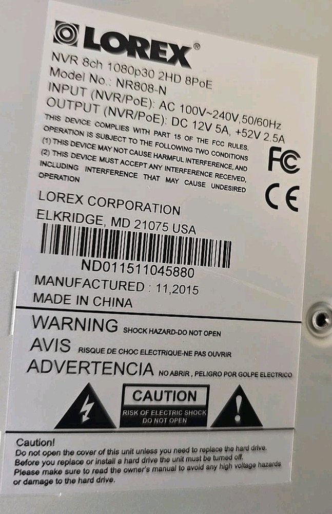 Lorex NR808-N home security DVR NVR - tested and working!